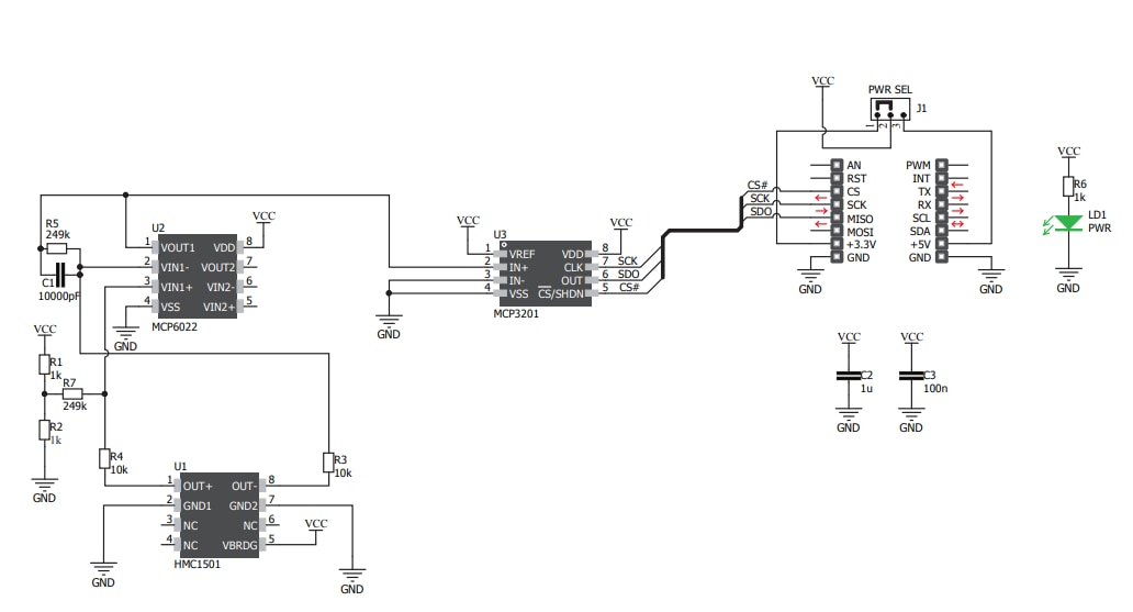 Schematic - Mikroe MIKROE-3274 Magnetic Linear Click